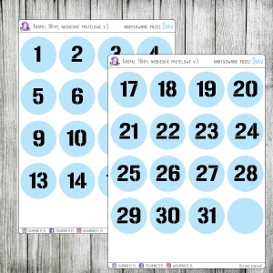 Kropki, 30mm, z numerkami (1-31)