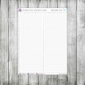 Kalendarz roczny, uniwersalny, pionowy