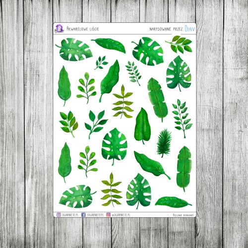 naklejki z liśćmi do Bullet Journal