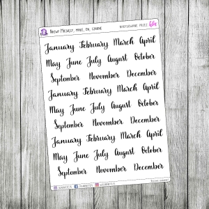 Nazwy Miesięcy - małe, brushlettering, angielskie