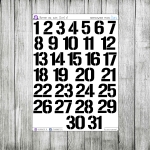Numery dni, duże, 2cm, v1