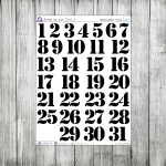 Numery dni, duże, 2cm, v2