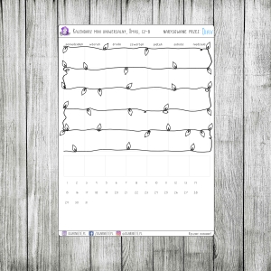 Kalendarz uniwersalny, mini, v.Xmas - czarno-biała