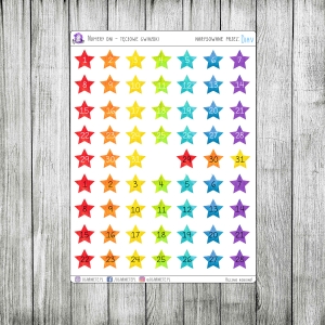 Numery dni - tęczowe gwiazdki