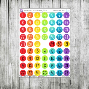 Numery dni - tęczowe kółka, 1,4cm