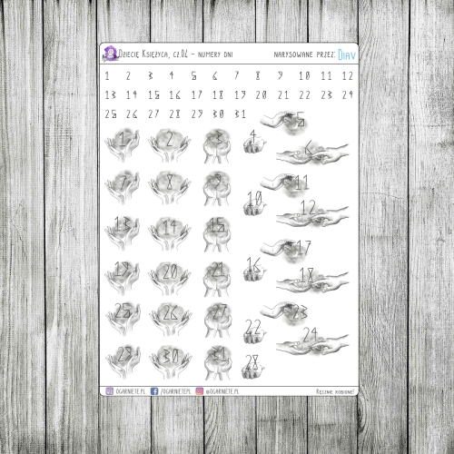 numery dni do bullet journal naklejki