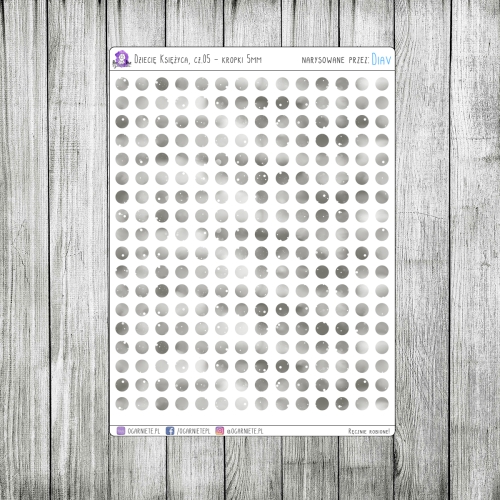 kropki naklejki czarnobiałe bullet journal