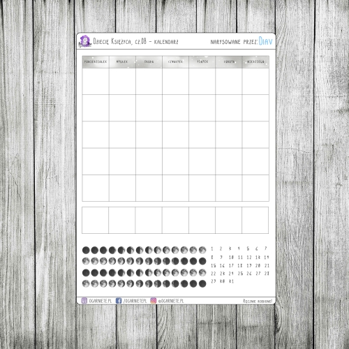 czarno biały kalendarz do planowania