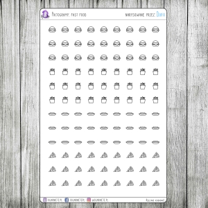 Piktogramy: fast food, cz.b. - Arkusz XS