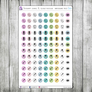 Piktogramy: lekarze, tęczowe pastelowe - Arkusz XS