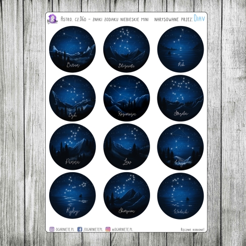 małe naklejki ze znakami zodiaku