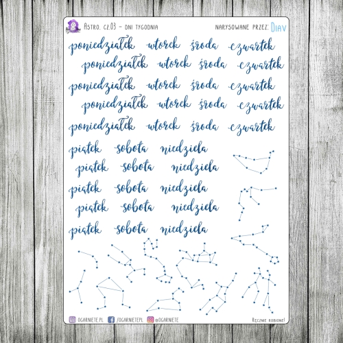 naklejki z dniami tygodnia