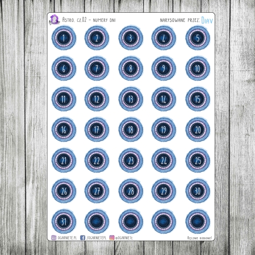 naklejki astrologiczne z cyframi