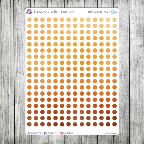 naklejki kropki pomarańczowe Bullet Journal