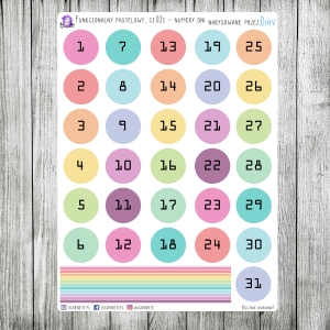 Funkcjonalny pastelowy, cz.02c - numery dni w kołach (2cm)
