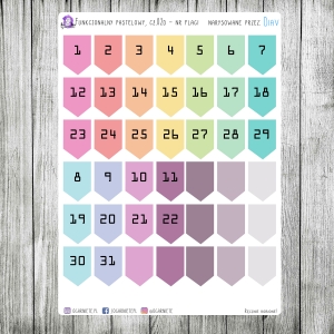 Funkcjonalny pastelowy, cz.02d - numery dni na flagach