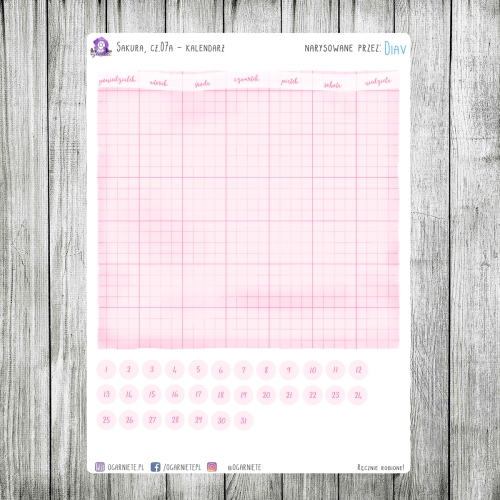 różowy kalendarz do bullet journal