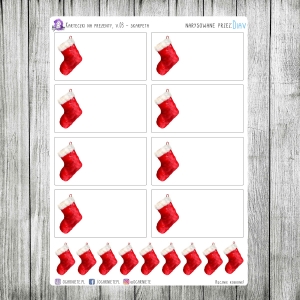 Naklejki na prezenty, v.03 - świąteczna skarpeta