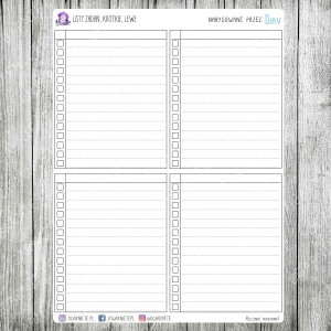 Listy zadań, krótkie, lewe 