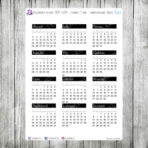 Kalendarz roczny 2027 v.02a - czarne, 1 naklejka