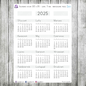 Kalendarz roczny 2025 v.01b - szare, 13 naklejek