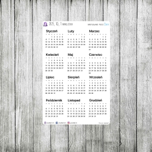 Kalendarz roczny 2025 w wersji XS, 1 naklejka