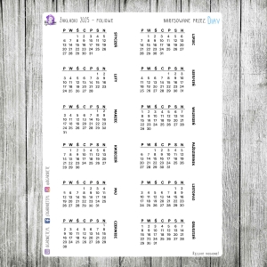 Kalendarz roczny 2025 - zakładki foliowe