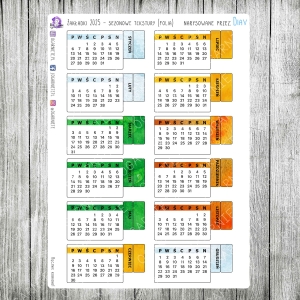 Kalendarz roczny 2025 - zakładki w sezonowych kolorach (foliowe)