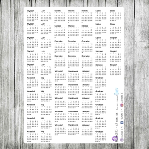 Kalendarz roczny 2025 - miniaturowe kalendarzyki na każdy tydzień roku