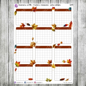 Jesieniara, cz.08b - miesięczne trackery z listkami - JEDNA NAKLEJKA