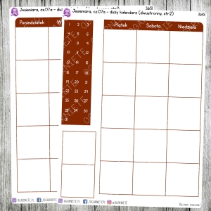 Jesieniara, cz.07a - duży kalendarz miesięczny na dwie strony