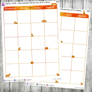 Lisiewo, cz.07b - duży kalendarz miesięczny na dwie strony - z liskami