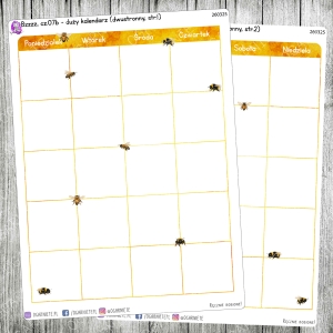Bzzzz, cz.07b - duży kalendarz miesięczny na dwie strony - z dekoracjami