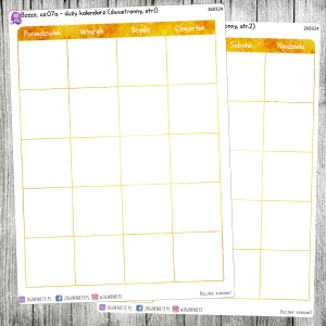 Bzzzz, cz.07a - duży kalendarz miesięczny na dwie strony