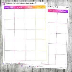 ESC Party, cz.07a - duży kalendarz miesięczny na dwie strony 