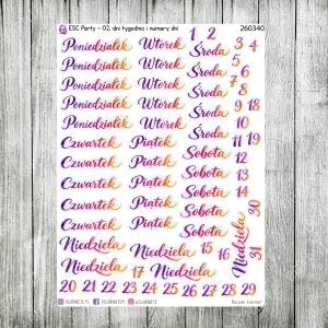 ESC Party, cz.02 - dni tygodnia i numery dni